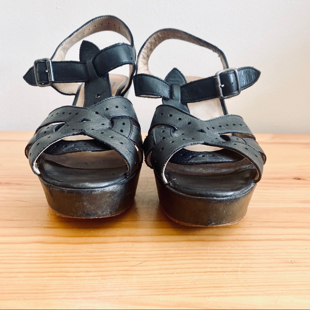 Barney’s New York CO-OP platform sandals black leather 38 / 8 - Picture 3 of 9